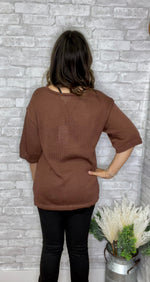 Load image into Gallery viewer, Knit 3/4 Sleeve V-Neck Tasseled Top
