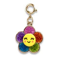 Load image into Gallery viewer, Gold Glitter Happy Flower Charm
