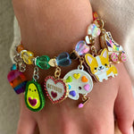 Load image into Gallery viewer, Gold Rainbow Heart Bead Stretch Bracelet
