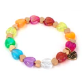 Load image into Gallery viewer, Gold Rainbow Heart Bead Stretch Bracelet

