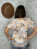 Load image into Gallery viewer, Multicolor Split V Neck Puff Sleeve Flower Print Blouse

