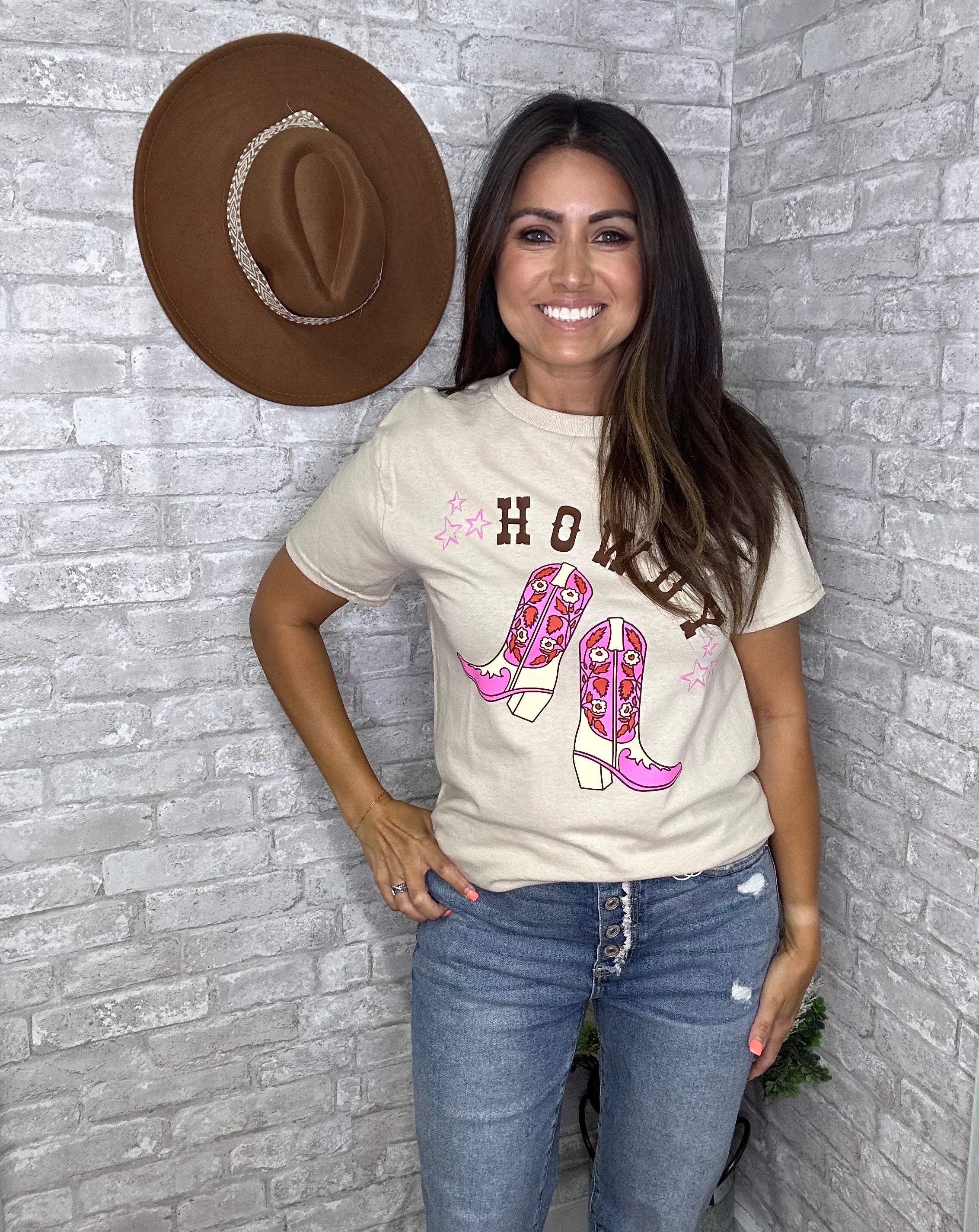 Howdy Pink Boot Graphic Tee