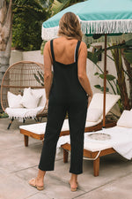 Load image into Gallery viewer, Black Button Straps Pocketed Cropped Jumpsuit
