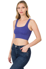 Load image into Gallery viewer, ZENANA WASHED RIBBED SQUARE NECK CROPPED TANK TOP
