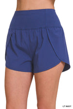 Load image into Gallery viewer, HIGH WAISTED ZIPPERED BACK POCKET RUNNING SHORTS
