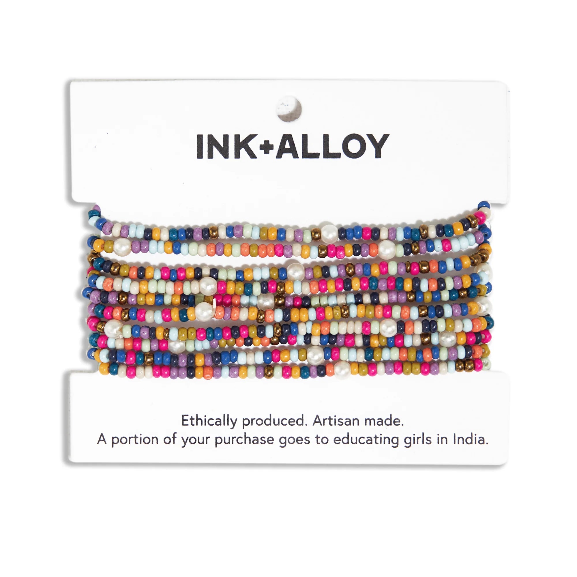 Ink + Alloy Sage Confetti Beaded 10 Strand Stretch Bracelets Multicolor