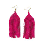 Load image into Gallery viewer, Ink + Alloy  Michele Solid Beaded Fringe Earrings Hot Pink
