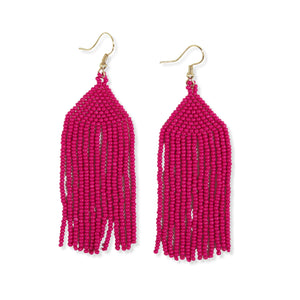 Ink + Alloy  Michele Solid Beaded Fringe Earrings Hot Pink