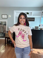 Load image into Gallery viewer, Howdy Pink Boot Graphic Tee
