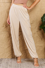 Load image into Gallery viewer, HYFVE Chic For Days High Waist Drawstring Cargo Pants in Ivory
