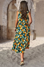 Load image into Gallery viewer, Printed Sleeveless Midi Dress with Pocket
