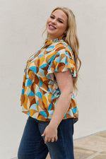 Load image into Gallery viewer, And The Why Full Size Printed Ruffle Baby Doll Top

