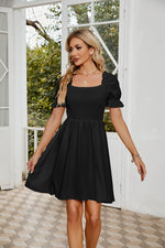 Load image into Gallery viewer, Square Neck Flounce Sleeve Smocked Dress
