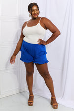 Load image into Gallery viewer, Culture Code Relaxed Aura Full Size Ruffle Trim Shorts in Royal
