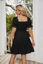 Load image into Gallery viewer, Square Neck Flounce Sleeve Smocked Dress
