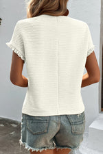 Load image into Gallery viewer, Textured Round Neck Short Sleeve Top

