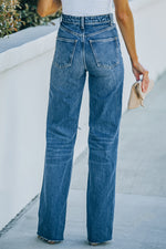 Load image into Gallery viewer, High-Rise Distressed Raw Hem Jeans
