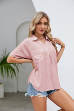 Load image into Gallery viewer, Half Button Johnny Collar Blouse
