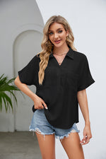 Load image into Gallery viewer, Half Button Johnny Collar Blouse
