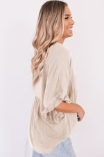 Load image into Gallery viewer, Apricot Ruffled Lace Detail Loose V Neck Top
