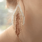 Load image into Gallery viewer, Ink +Alloy Haley Stacked Triangle Beaded Fringe Earrings Mixed Metallic
