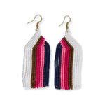 Load image into Gallery viewer, Ink + Alloy  Dolly Vertical Stripe Beaded Fringe Earrings Hot Pink
