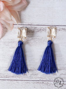 Love Notes Royal Blue Tassels Stud Earrings