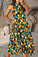 Load image into Gallery viewer, Printed Sleeveless Midi Dress with Pocket

