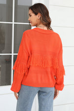 Load image into Gallery viewer, Fringe Trim Open Front Cardigan
