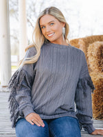 Load image into Gallery viewer, SMOKEY MOUNTAINS FRINGE SWEATER
