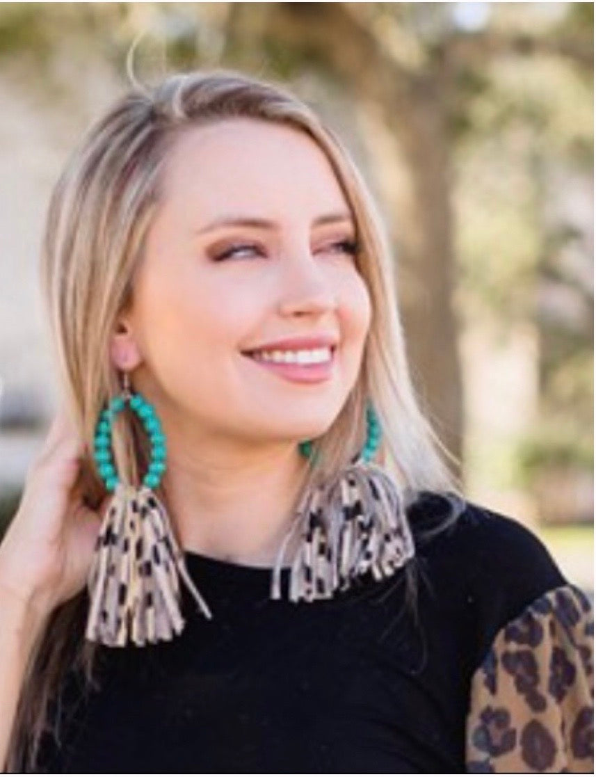 Dallas Day Leopard and Turquoise Earrings