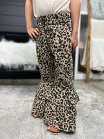 Load image into Gallery viewer, Girls&#39; Ruffle Denim Leopard Bell Bottoms
